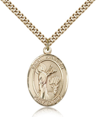 St. Kenneth Medal, gold-filled, Bliss Manufacturing