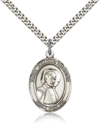 St Edmund Campion Medal Necklace, pewter / sterling silver / gold-filled, Bliss Manufacturing