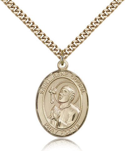 St Rene Goupil Catholic Saint Medal, gold-filled, Bliss Manufacturing