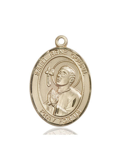 St Rene Goupil Catholic Saint Medal, 14kt gold, Bliss Manufacturing