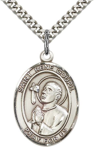 St Rene Goupil Catholic Saint Medal, pewter / sterling silver / gold-filled, Bliss Manufacturing
