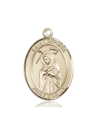St Regina Catholic Saint Medal, 14kt gold, Bliss Manufacturing