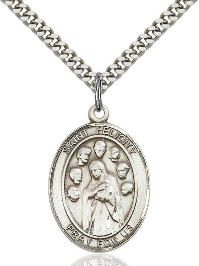 St Felicity Medal Necklace, pewter / sterling silver / gold-filled, Bliss Manufacturing
