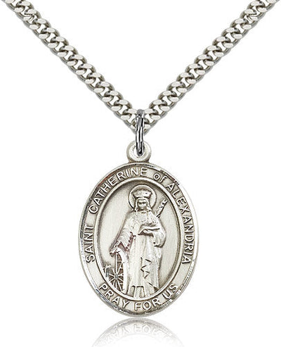 St Catherine of Alexandria Medal Necklace, pewter / sterling silver / gold-filled, Bliss Manufacturing