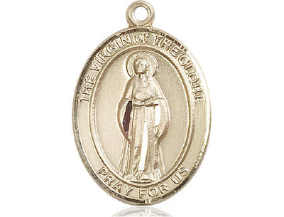 Our Lady Virgin of the Globe Catholic Patron Saint Medal, 14kt gold, Bliss Manufacturing