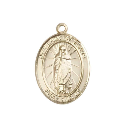 Our Lady of Tears Catholic Patron Saint Medal, 14kt gold, Bliss Manufacturing