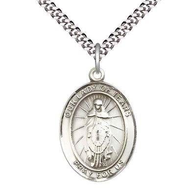 Our Lady of Tears Catholic Patron Saint Medal, pewter / sterling silver / gold-filled, Bliss Manufacturing