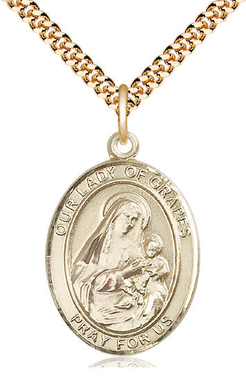 Our Lady Of Grapes Catholic Patron Saint Medal, gold-filled, Bliss Manufacturing