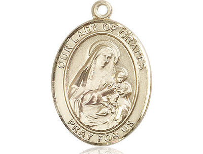 Our Lady Of Grapes Catholic Patron Saint Medal, 14kt gold, Bliss Manufacturing