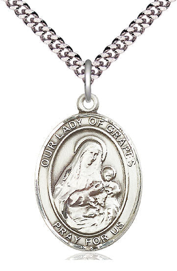 Our Lady Of Grapes Catholic Patron Saint Medal, pewter / sterling silver / gold-filled, Bliss Manufacturing