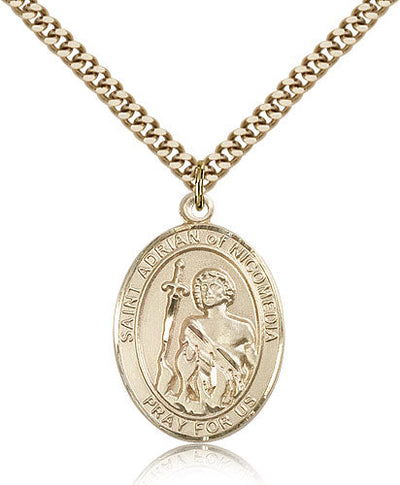 St Adrian of Nicomedia Medal Necklace, gold-filled, Bliss Manufacturing
