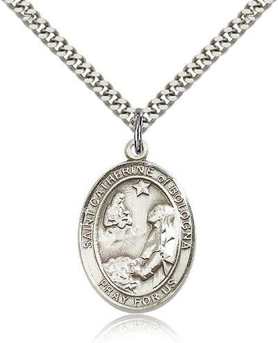 St Catherine of Bologna Medal Necklace, pewter / sterling silver / gold-filled, Bliss Manufacturing