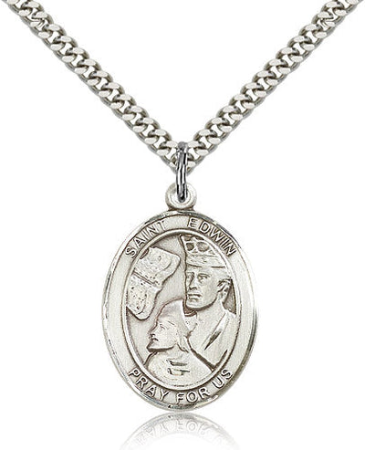 St Edwin Medal Necklace, pewter / sterling silver / gold-filled, Bliss Manufacturing