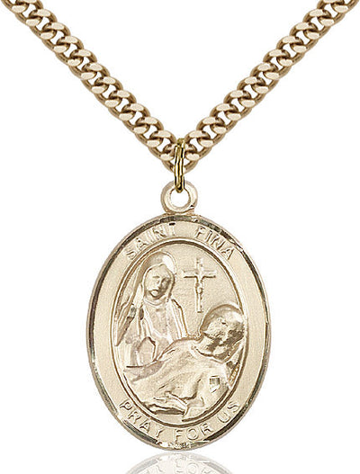 St Fina Medal Necklace, gold-filled, Bliss Manufacturing