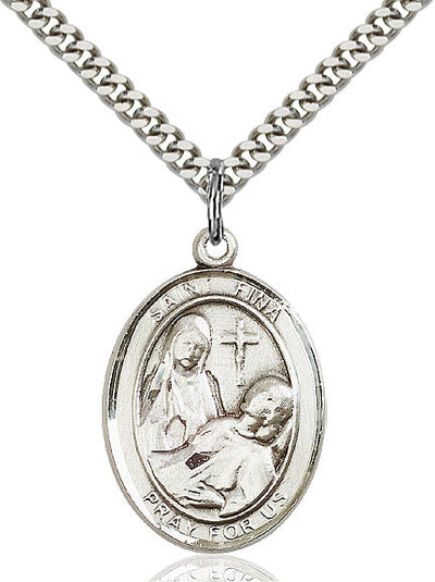 St Fina Medal Necklace, pewter / sterling silver / gold-filled, Bliss Manufacturing