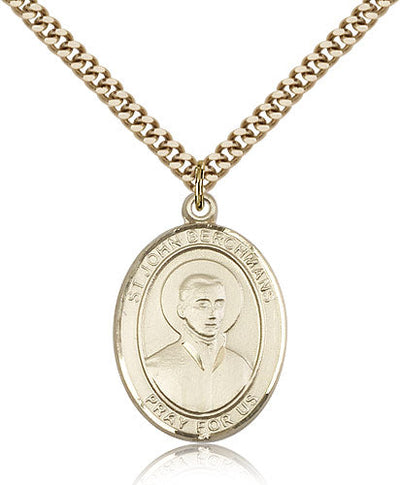 St John Berchmans Medal Necklace, gold-filled, Bliss Manufacturing