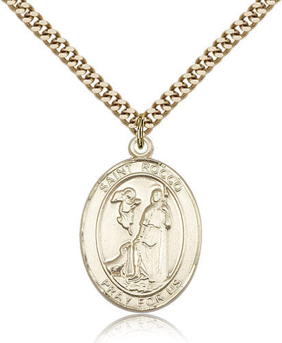 St Rocco Medal Necklace, gold-filled, Bliss Manufacturing