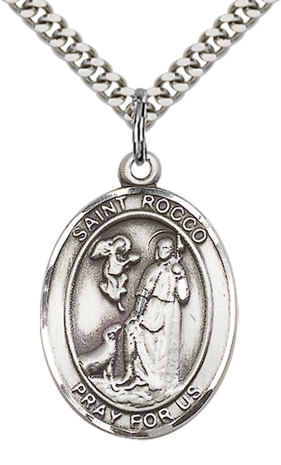 St Rocco Medal Necklace, pewter / sterling silver / gold-filled, Bliss Manufacturing