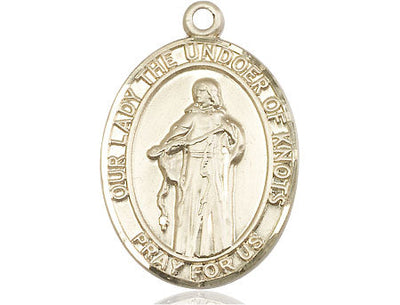 Our Lady the Undoer of Knots Catholic Patron Saint Medal, 14kt gold, Bliss Manufacturing