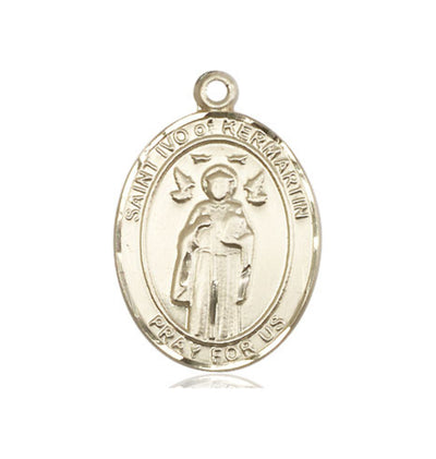 St Ivo of Kelmartin Catholic Saint Large 14kt Gold Medal, Bliss Manufacturing