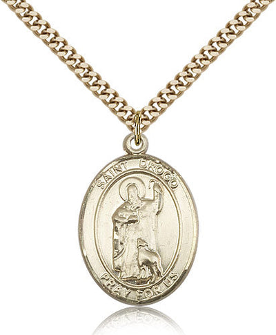 St Drogo Catholic Patron Saint Gold-filled Large Medal, Bliss Manufacturing