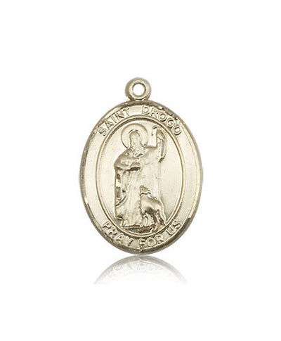 St Drogo Catholic Patron Saint 14kt Gold Large Medal, Bliss Manufacturing