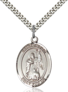 St Drogo Catholic Patron Saint Sterling Silver Large Medal, Bliss Manufacturing