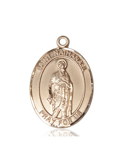 St Nathanael Catholic Saint Medal, 14kt gold, Bliss Manufacturing