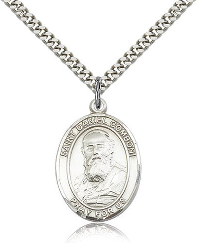 St Daniel Comboni Medal Necklace, pewter / sterling silver / gold-filled, Bliss Manufacturing