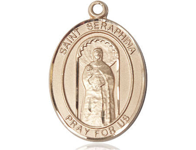 St Seraphina Catholic Saint Medal, 14kt gold, Bliss Manufacturing