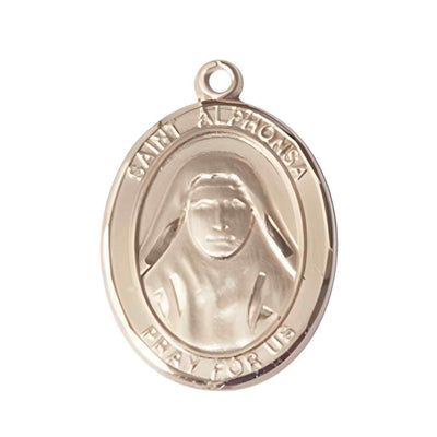 Large Saint Alphonsa of India 14kt Gold Oval Medal Pendant comes with Deluxe Gift Box | Bliss Manufacturing