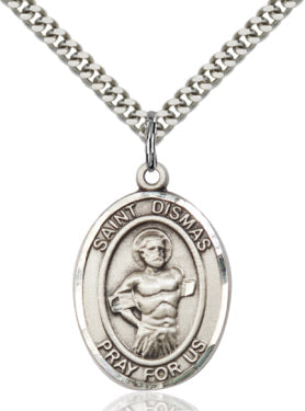 St Dismas Medal Necklace, pewter / sterling silver / gold-filled, Bliss Manufacturing