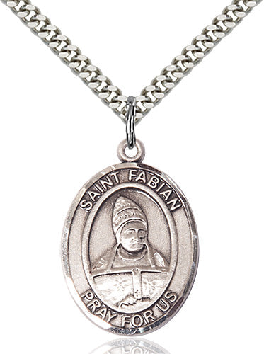 St Fabian Medal Necklace, pewter / sterling silver / gold-filled, Bliss Manufacturing