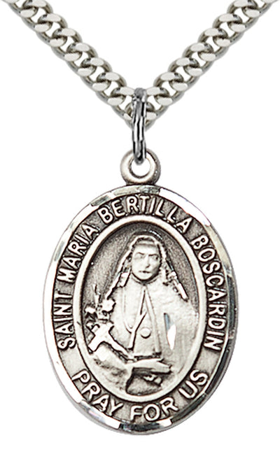 St Maria Bertilla Boscardin Medal Necklace, pewter / sterling silver / gold-filled, Bliss Manufacturing