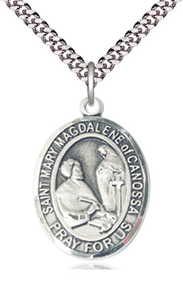 St Mary Magdalene of Canossa Medal Necklace, pewter / sterling silver / gold-filled, Bliss Manufacturing