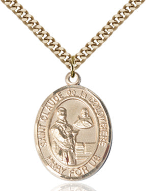 St Claude de la Colombiere Medal Necklace, gold-filled, Bliss Manufacturing