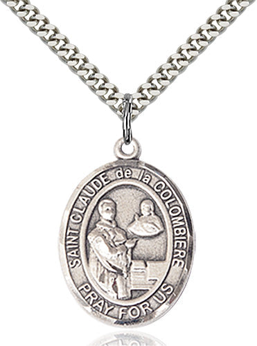 St Claude de la Colombiere Medal Necklace, pewter / sterling silver / gold-filled, Bliss Manufacturing