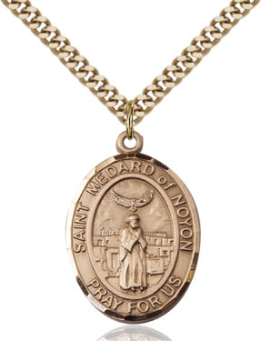 St Medard of Noyon Medal Necklace, gold-filled, Bliss Manufacturing