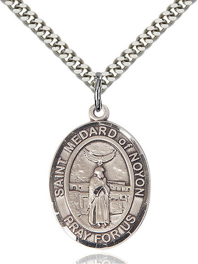 St Medard of Noyon Medal Necklace, pewter / sterling silver / gold-filled, Bliss Manufacturing