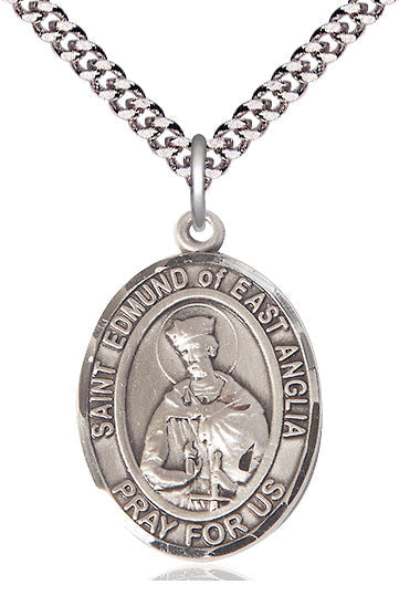 St Edmund of East Anglia Medal Necklace, pewter / sterling silver / gold-filled, Bliss Manufacturing