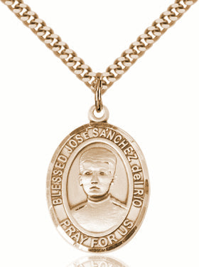 St Jose Sanchez del Rio Medal Necklace, pewter / sterling silver / gold-filled (view 2), Bliss Manufacturing