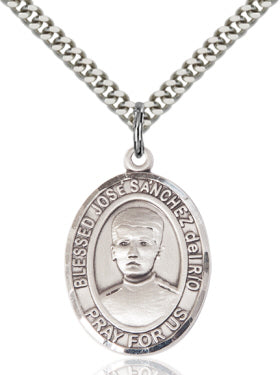 St Jose Sanchez del Rio Medal Necklace, pewter / sterling silver / gold-filled, Bliss Manufacturing