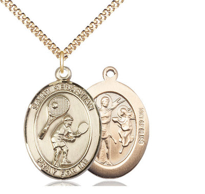 St Sebastian Tennis Catholic Patron Saint Medal, pewter / sterling silver / gold-filled (view 3), Bliss Manufacturing