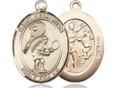 St Sebastian Tennis Catholic Patron Saint Medal, pewter / sterling silver / gold-filled (view 4), Bliss Manufacturing