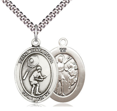 St Sebastian Tennis Catholic Patron Saint Medal, pewter / sterling silver / gold-filled, Bliss Manufacturing