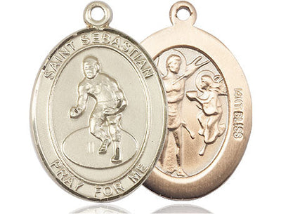 St Sebastian Wrestling Catholic Patron Saint Medal, pewter / sterling silver / gold-filled (view 4), Bliss Manufacturing