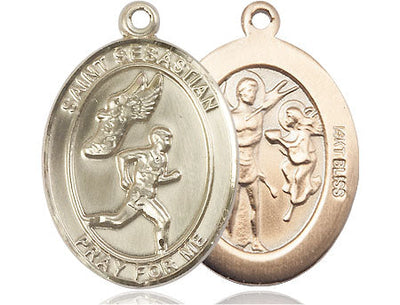 St Sebastian Track and Field Catholic Patron Saint Medal, pewter / sterling silver / gold-filled (view 4), Bliss Manufacturing