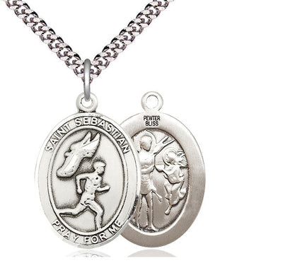St Sebastian Track and Field Catholic Patron Saint Medal, pewter / sterling silver / gold-filled, Bliss Manufacturing