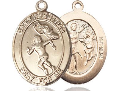 St Sebastian Track & Field Women Player Catholic Patron Saint Medal, pewter / sterling silver / gold-filled (view 4), Bliss Manufacturing