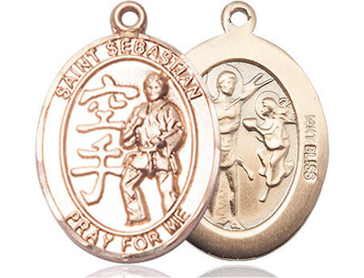 St Sebastian Karate Player Catholic Patron Saint Medal, pewter / sterling silver / gold-filled (view 4), Bliss Manufacturing